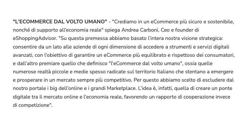 eShoppingAdvisor su AdnKronos: La prima guida digitale dello shopping online per le pmi made in italy.