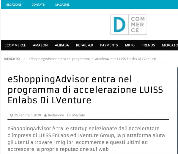 eShoppingAdvisor e LUISS Enlabs Di LVenture