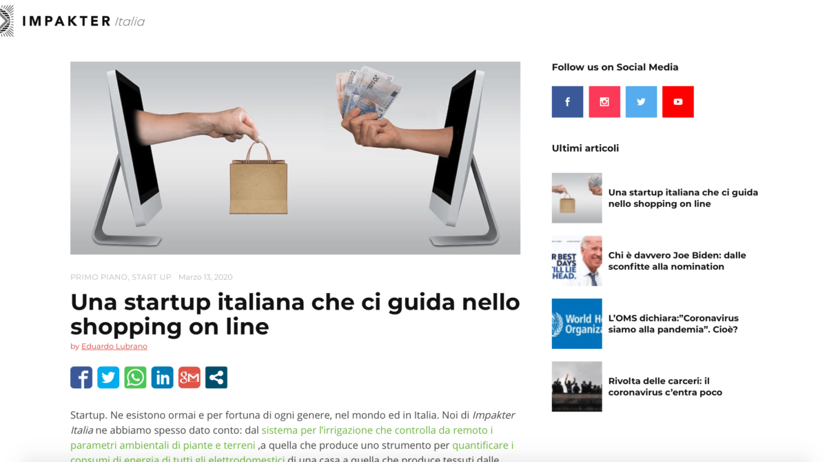 Una startup italiana che ci guida nello shopping online